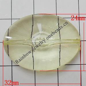 Transparent Acrylic Beads, Flat Oval 32x24mm Hole:1mm, Sold by Bag 