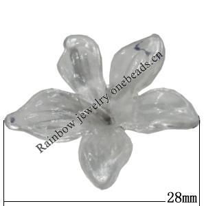 Transparent Acrylic Bead, Flower 28mm Hole:1mm, Sold by Bag 