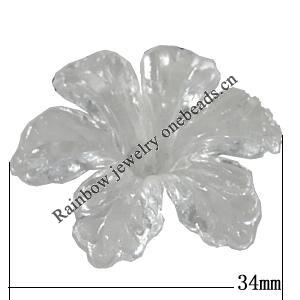 Transparent Acrylic Bead, Flower 34mm Hole:1.5mm, Sold by Bag 