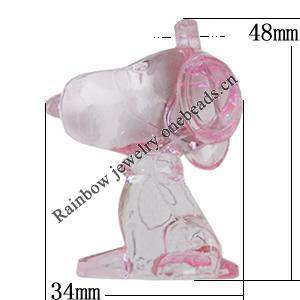 Transparent Acrylic Pendant, Dog 48x34mm Hole:4mm, Sold by Bag 