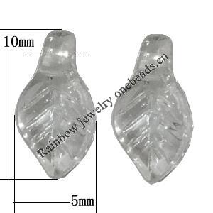 Transparent Acrylic Pendant, Leaf 10x5mm Hole:0.5mm Sold by Bag 