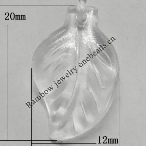 Transparent Acrylic Pendant, Leaf 20x12mm Hole:1.5mm Sold by Bag 