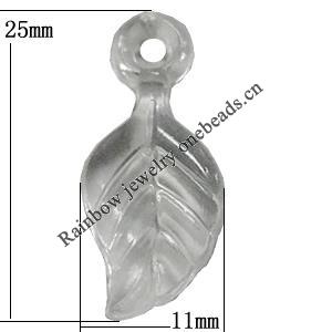 Transparent Acrylic Pendant, Leaf 25x11mm Hole:3mm Sold by Bag 