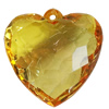 Transparent Acrylic Pendant, Faceted Heart 33x34mm Hole:3mm, Sold by Bag 