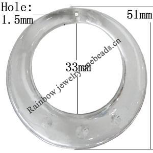 Transparent Acrylic Pendant, Donut Outside diameter:51mm Inside diameter:33mm Hole:1.5mm, Sold by Bag 