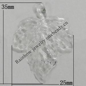 Transparent Acrylic Pendant, Leaf 35x25mm Hole:1.5mm Sold by Bag 