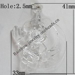 Transparent Acrylic Pendant, Aniaml 41x33mm Hole:2.5mm, Sold by Bag 