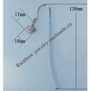 Jewelry Finding Bookmark, Zinc Alloy Lead-free 16x17mm, Sold by PC