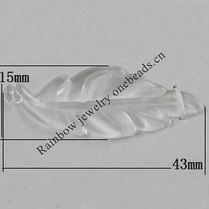 Transparent Acrylic Pendant, Leaf 43x15mm Hole:0.5mm Sold by Bag 