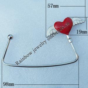 Zinc Alloy Purse Hanger, Lead-free, 57x19mm, Sold by PC