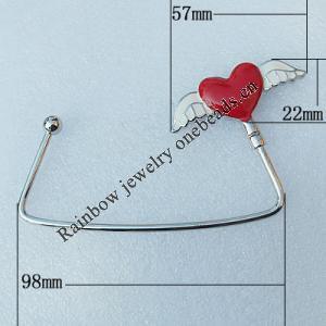 Zinc Alloy Purse Hanger, Lead-free, 57x22mm, Sold by PC