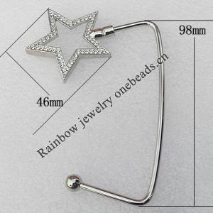 Zinc Alloy Purse Hanger, Lead-free, 46mm, Sold by PC