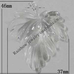 Transparent Acrylic Pendant, Leaf 46x37mm Hole:1.5mm Sold by Bag 