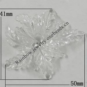 Transparent Acrylic Bead, Flower 50x41mm Hole:3.5mm, Sold by Bag 