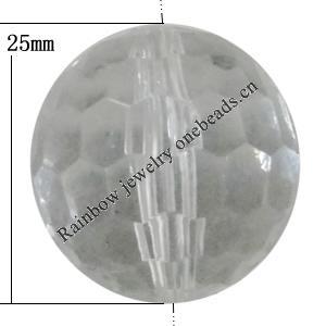 Transparent Acrylic Bead, Faceted Round 25mm Hole:3mm, Sold by Bag 