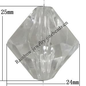 Transparent Acrylic Bead, Bicone 25x24mm Hole:3.5mm, Sold by Bag 