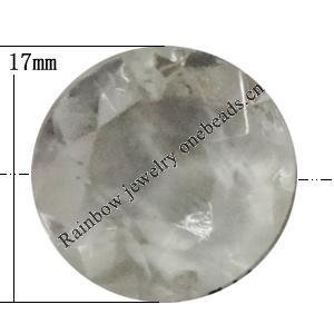 Transparent Acrylic Bead, Faceted Flat Round 17mm Hole:1.5mm, Sold by Bag 