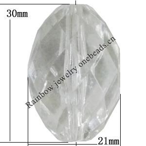 Transparent Acrylic Bead, Faceted Oval 30x21mm Hole:3mm, Sold by Bag 