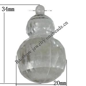 Transparent Acrylic Pendant, Calabash 34x20mm Hole:3mm Sold by Bag 