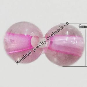 Acrylic Beads, Round 6mm Hole:2mm, Sold by Bag