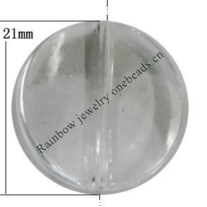 Transparent Acrylic Bead, Flat Round 21mm Hole:2mm, Sold by Bag 