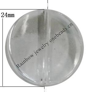 Transparent Acrylic Bead, Flat Round 24mm Hole:2mm, Sold by Bag 