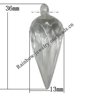 Transparent Acrylic Pendant, 36x13mm Hole:3mm Sold by Bag 