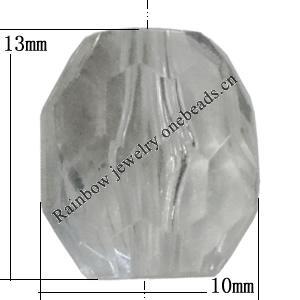 Transparent Acrylic Bead, 13x10mm Hole:2mm, Sold by Bag 