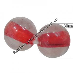 Acrylic Beads, Round 30mm Hole:2mm, Sold by Bag