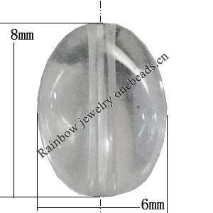 Transparent Acrylic Bead, Facted Flat Oval 8x6mm Hole:1mm, Sold by Bag 