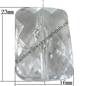 Transparent Acrylic Bead, Faceted Rectangle 23x16mm Hole:2mm, Sold by Bag 