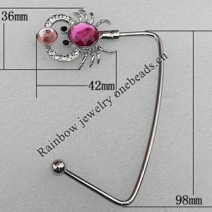 Zinc Alloy Purse Hanger, Lead-free, 42x36mm, Sold by PC