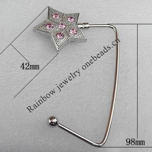 Zinc Alloy Purse Hanger, Lead-free, 42mm, Sold by PC