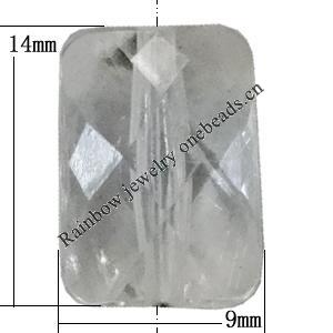 Transparent Acrylic Bead, Faceted Rectangle 14x9mm Hole:1.5mm, Sold by Bag 