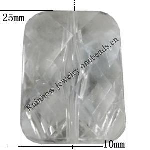 Transparent Acrylic Bead, Faceted Rectangle 25x10mm Hole:2mm, Sold by Bag 