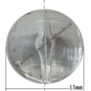 Transparent Acrylic Bead, Faceted Falt Round 15mm Hole:1.5mm, Sold by Bag 