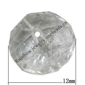 Transparent Acrylic Bead, 12x8mm Hole:1.5mm, Sold by Bag 