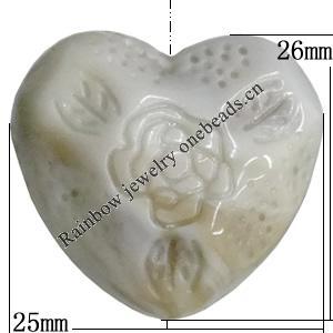 Acrylic Beads, Heart 25x26mm Hole:3mm, Sold by Bag