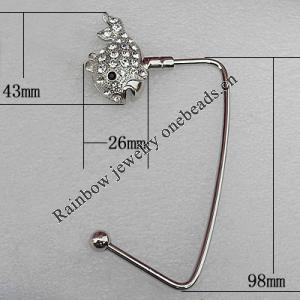 Zinc Alloy Purse Hanger, Lead-free, 43x26mm, Sold by PC