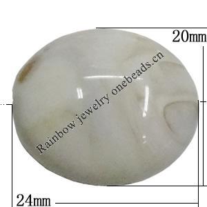 Acrylic Beads, Flat Oval 24x20mm Hole:2mm, Sold by Bag