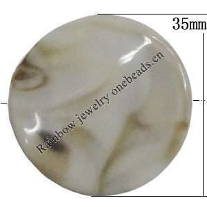 Acrylic Beads, Flat Round 35mm Hole:2.5mm, Sold by Bag
