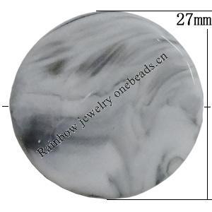 Acrylic Beads, Flat Round 27mm Hole:1.5mm, Sold by Bag