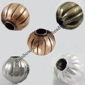 Iron Finding Corrugated Beads Lead-free Round 8mm Sold by Bag