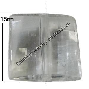 Transparent Acrylic Bead, Faceted Square 15mm Hole:2mm, Sold by Bag 