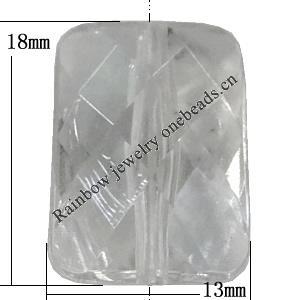 Transparent Acrylic Bead, Faceted Rectangle 18x13mm Hole:2mm, Sold by Bag 