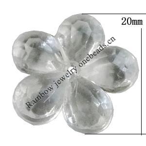 Transparent Acrylic Bead, Flower 20mm Hole:1mm, Sold by Bag 