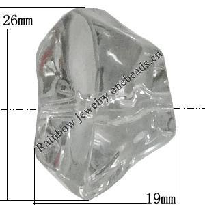 Transparent Acrylic Bead, Nugget 26x19mm Hole:2.5mm, Sold by Bag 