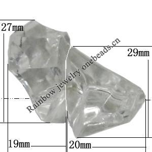 Transparent Acrylic Bead, Nugget 27x19mm,29x20mm Hole:mm, Sold by Bag 