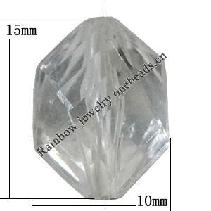 Transparent Acrylic Bead, 15x10mm Hole:1.5mm, Sold by Bag 