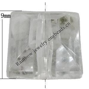 Transparent Acrylic Bead, Faceted Square 9mm Hole:2mm, Sold by Bag 
